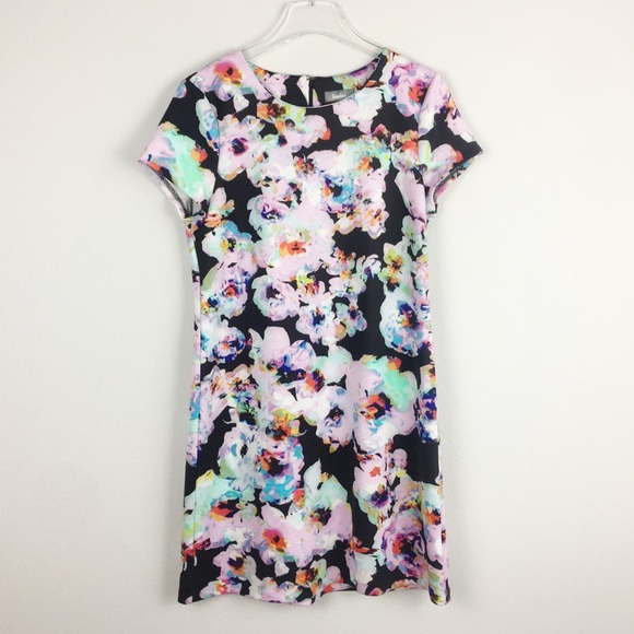 Neiman Marcus | Black and Floral Shift Dress | L - Picture 1 of 5